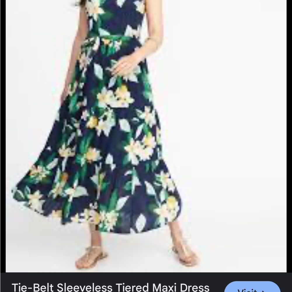 Old Navy Tie Belt Sleeveless Tiered Maxi dress - size S